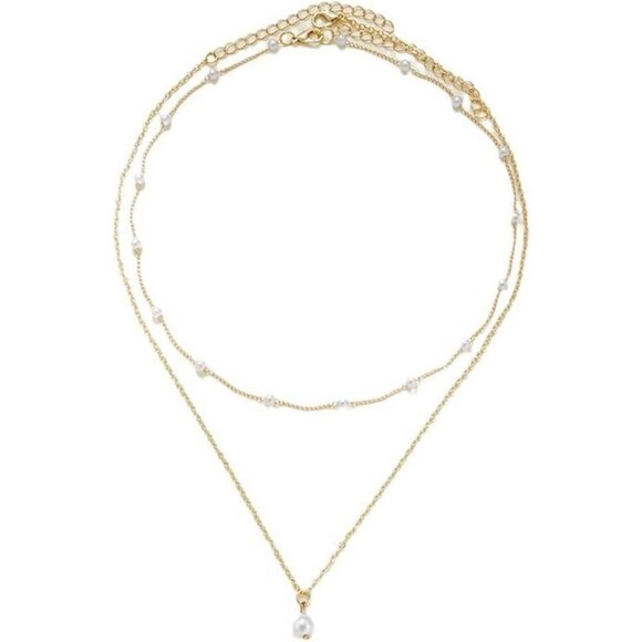 🆕 Women Gold Pearl Choker Necklace Trendy Chain Layered Birthday Jewelry Gifts - Picture 6 of 6
